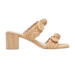 Dolce Vita Women's Zemmie Natural Raffia Low Wooden Block Heel Sandals Size 9
